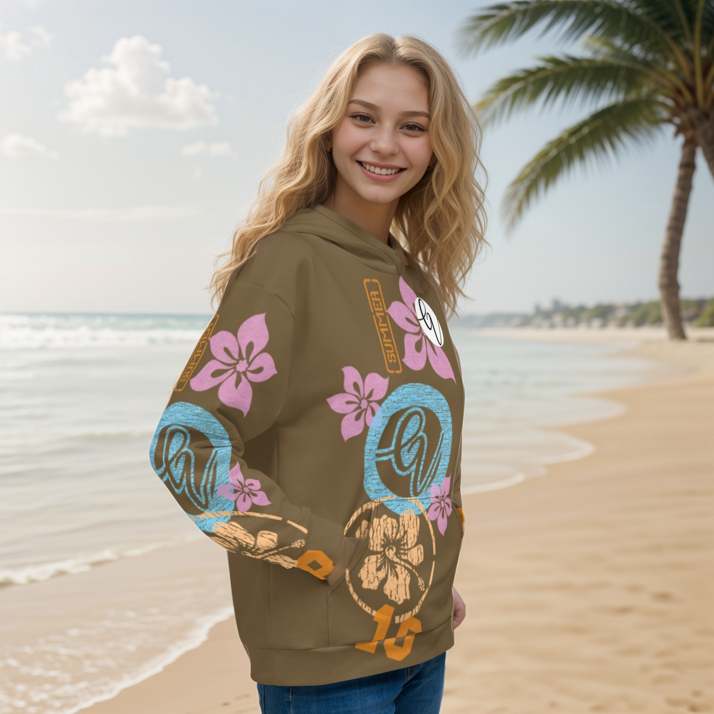 Brown Flowers Hoodie