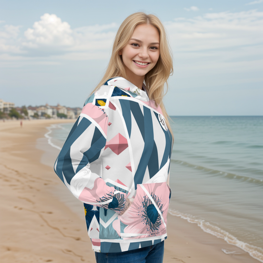 Peach Blue Pattern Hoodie