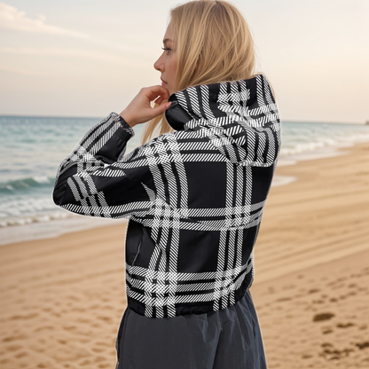 Black plaid cropped windbreaker