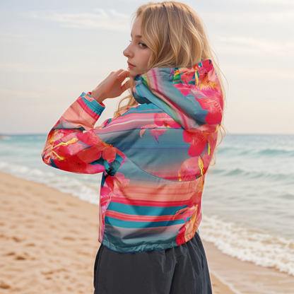 Barbie floral cropped windbreaker