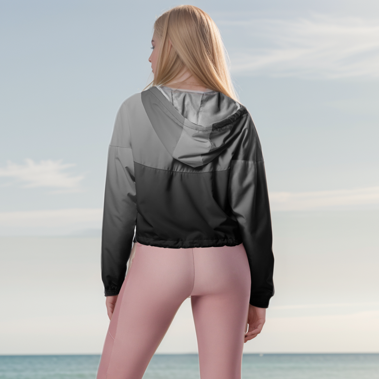 Grey Colored Cropped Windbreaker