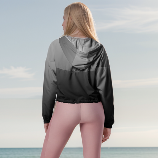 Grey Colored Cropped Windbreaker