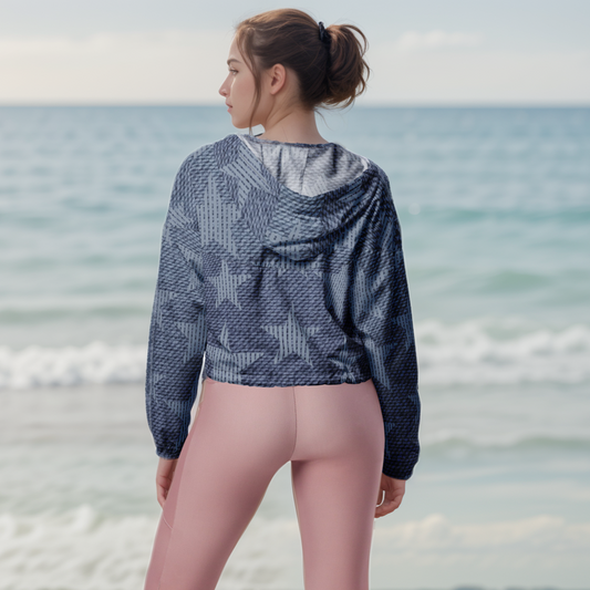 Grey Stars Cropped Windbreaker