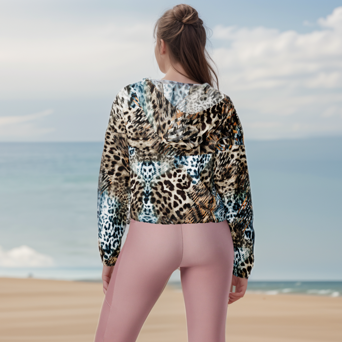 Tiger Skin Cropped Windbreaker