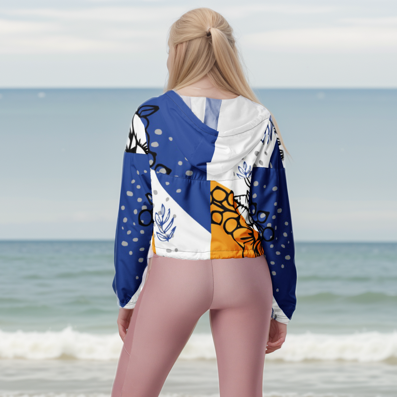 Tropical Foliage Cropped Windbreaker