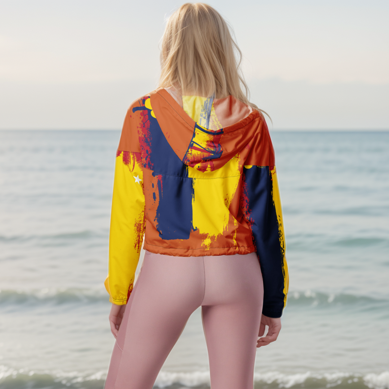 GirlieVault Yellow cropped windbreaker