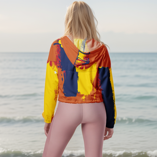 GirlieVault Yellow cropped windbreaker