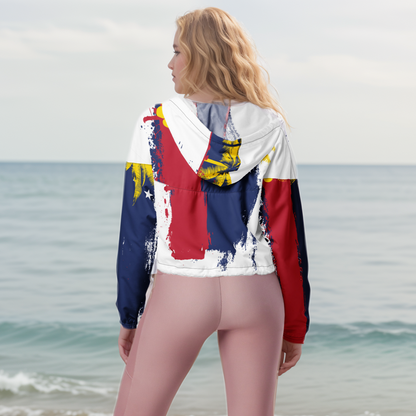 GirlieVault Blue Red cropped windbreaker