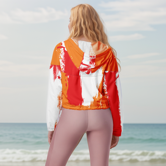GirlieVault Red cropped windbreaker