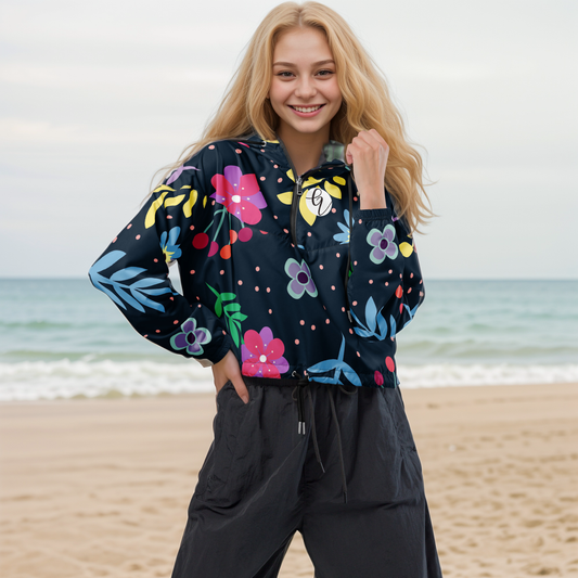 Colorful Ditsy Cropped Windbreaker
