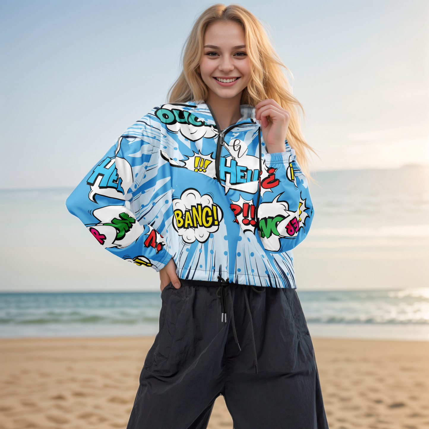 Cool Blue cropped windbreaker