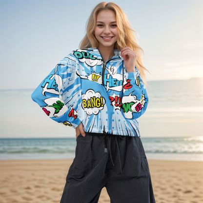 Cool Blue cropped windbreaker