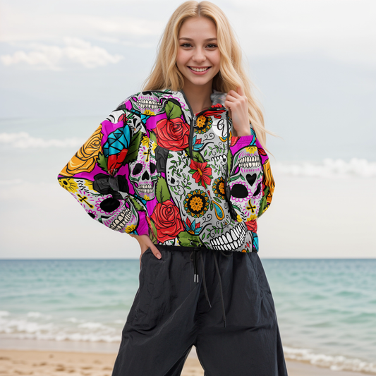 Dead Sugar Skull cropped windbreaker