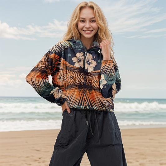 Faded Color Cropped Windbreaker