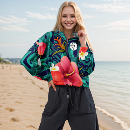 Floral Seamless Pattern Cropped windbreaker
