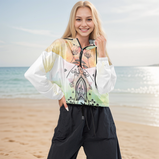 Flower Floral Cropped Windbreaker