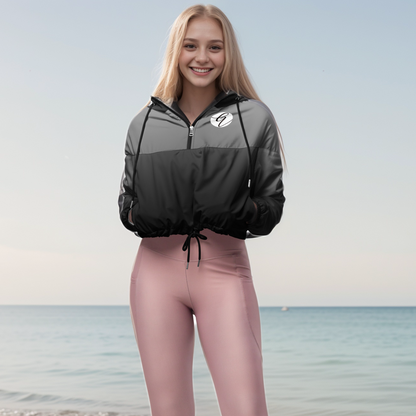 Grey Colored Cropped Windbreaker