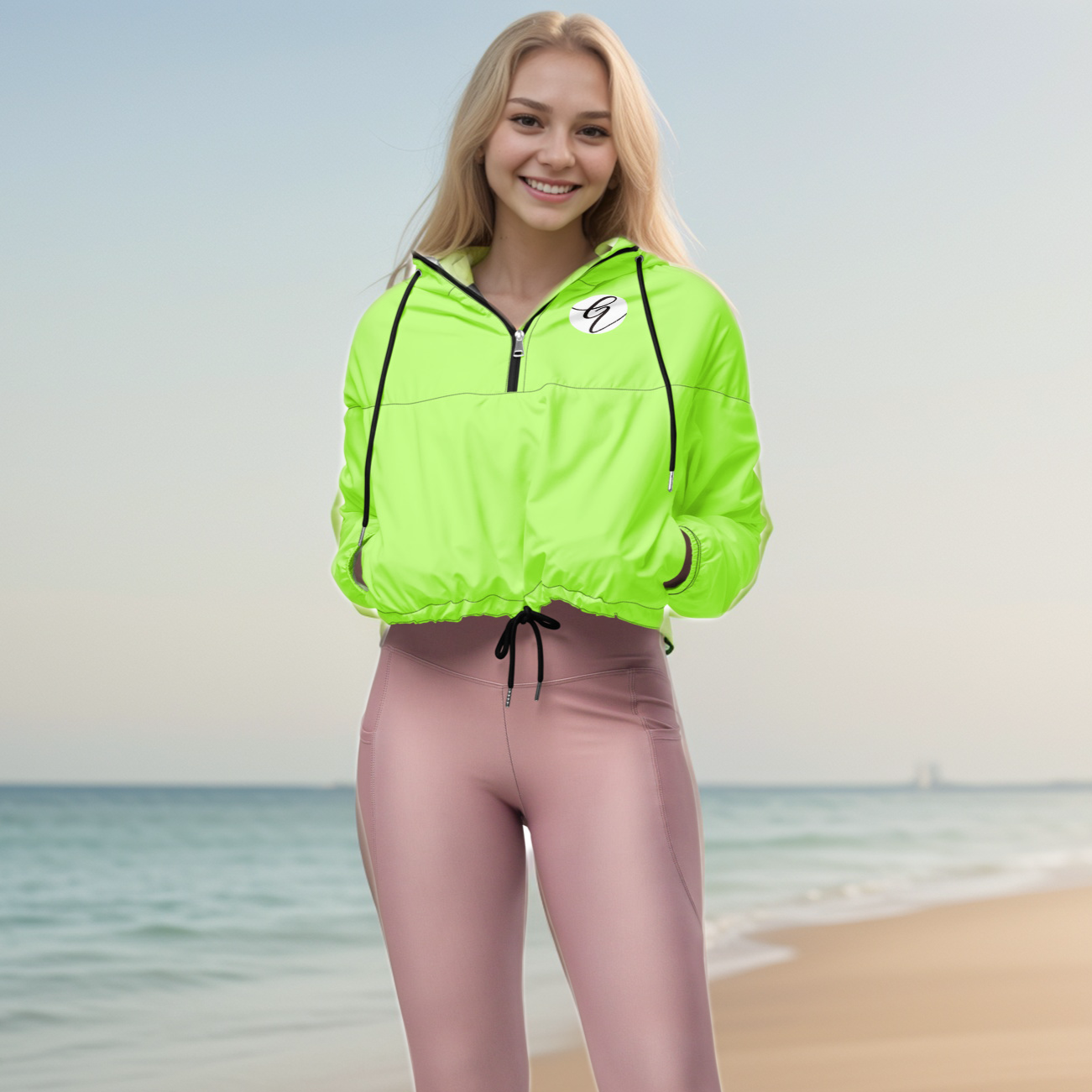 Neon Bright Green Cropped Windbreaker