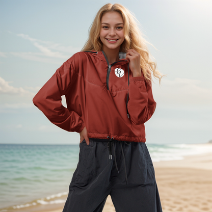 Red Dark Colored Cropped Windbreaker