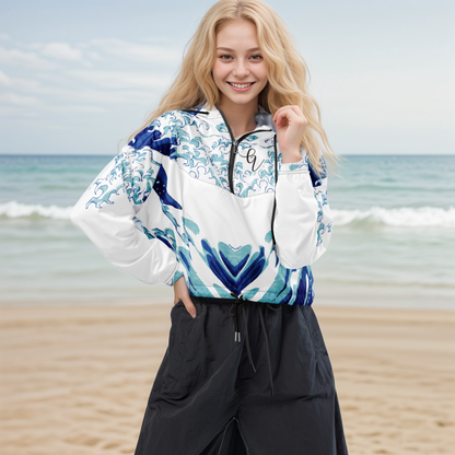 Wave Patterned Cropped Windbreaker