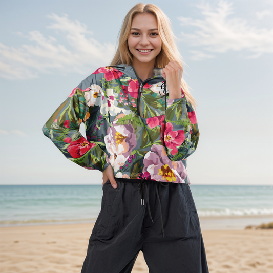 Wild Floral Cropped Windbreaker
