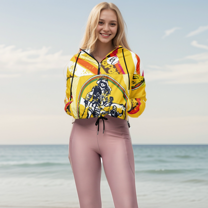 Yellow Skating Girl Cropped Windbreaker