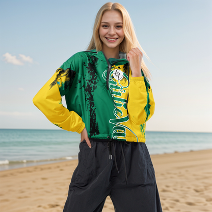 Girlie Vault Green -Yellow cropped windbreaker