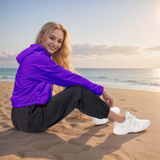 Dark Purple Colored cropped windbreaker