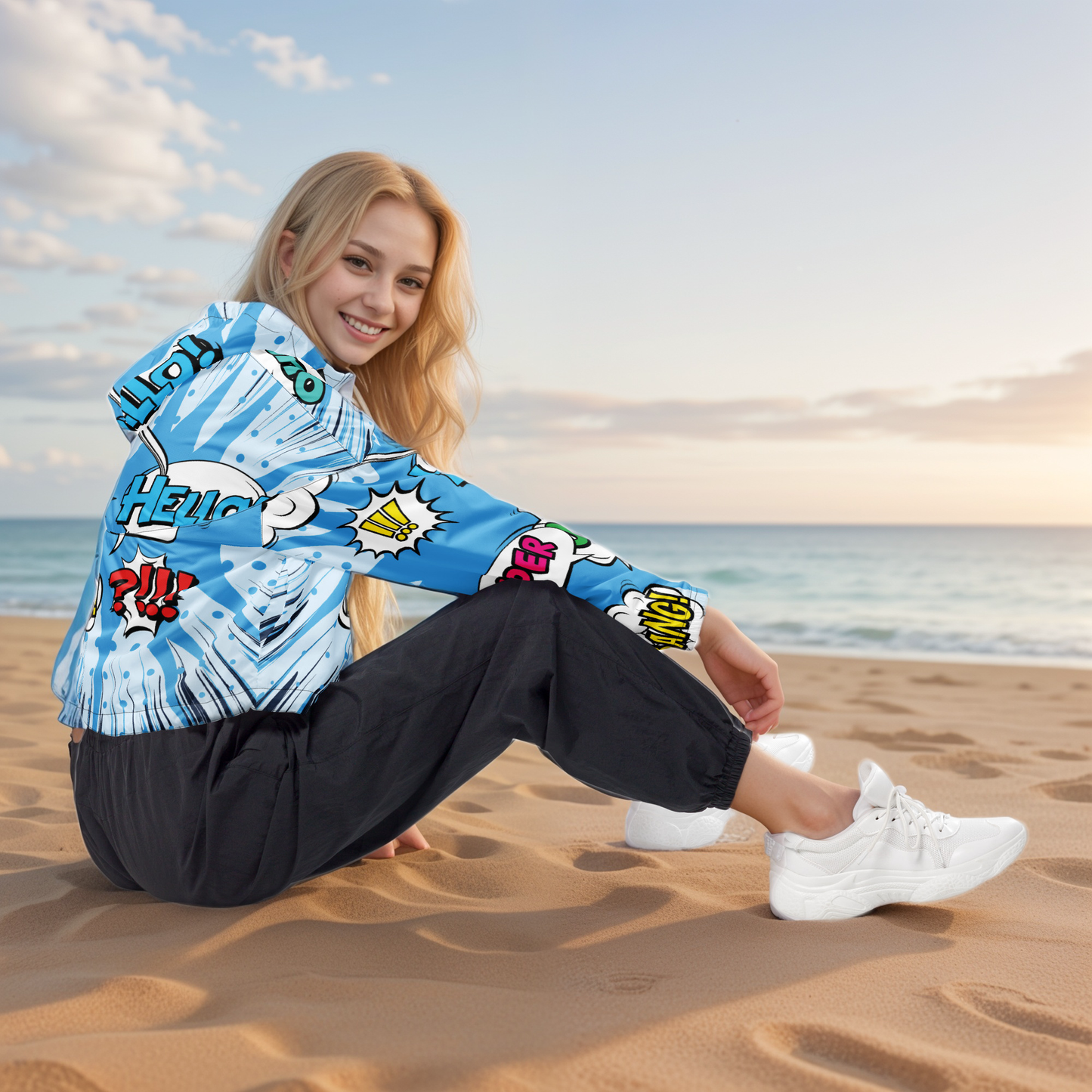 Cool Blue cropped windbreaker