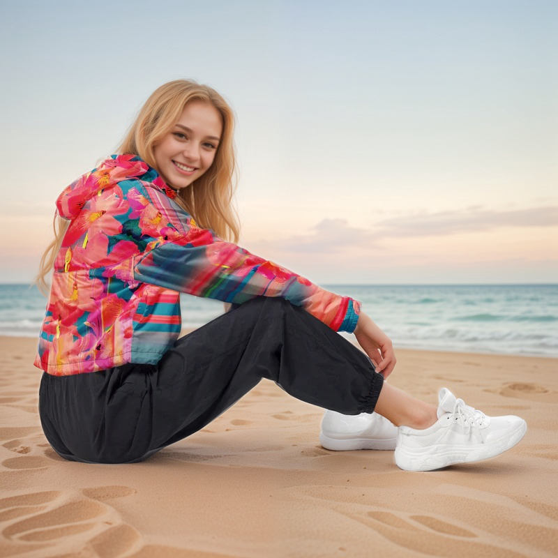 Barbie floral cropped windbreaker