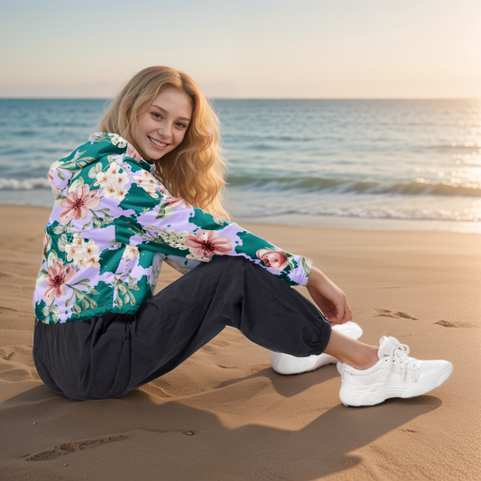Flowers Forest Floral cropped windbreaker