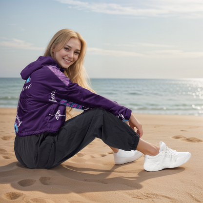 Purple Letters Cropped Windbreaker