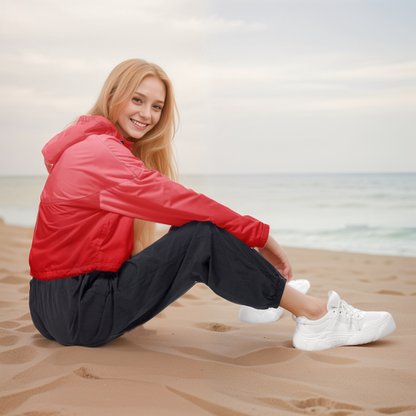 Red In Gradient Colored Cropped Windbreaker