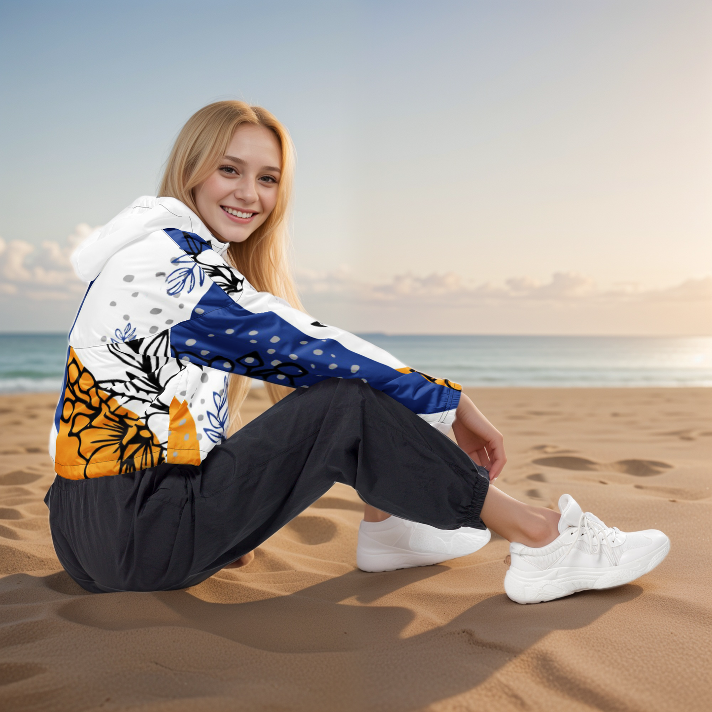 Tropical Foliage Cropped Windbreaker