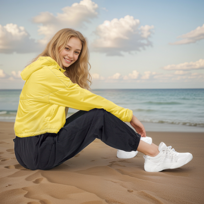 Yellow Colored Cropped Windbreaker