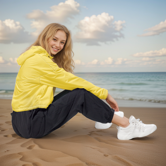 Yellow Colored Cropped Windbreaker