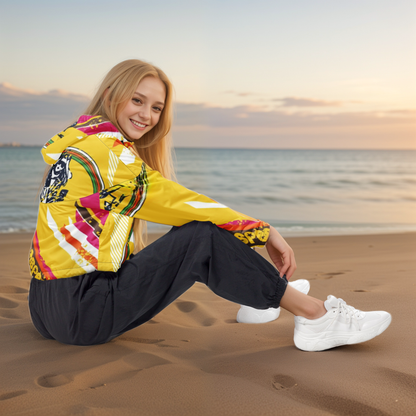 Yellow Skating Girl Cropped Windbreaker