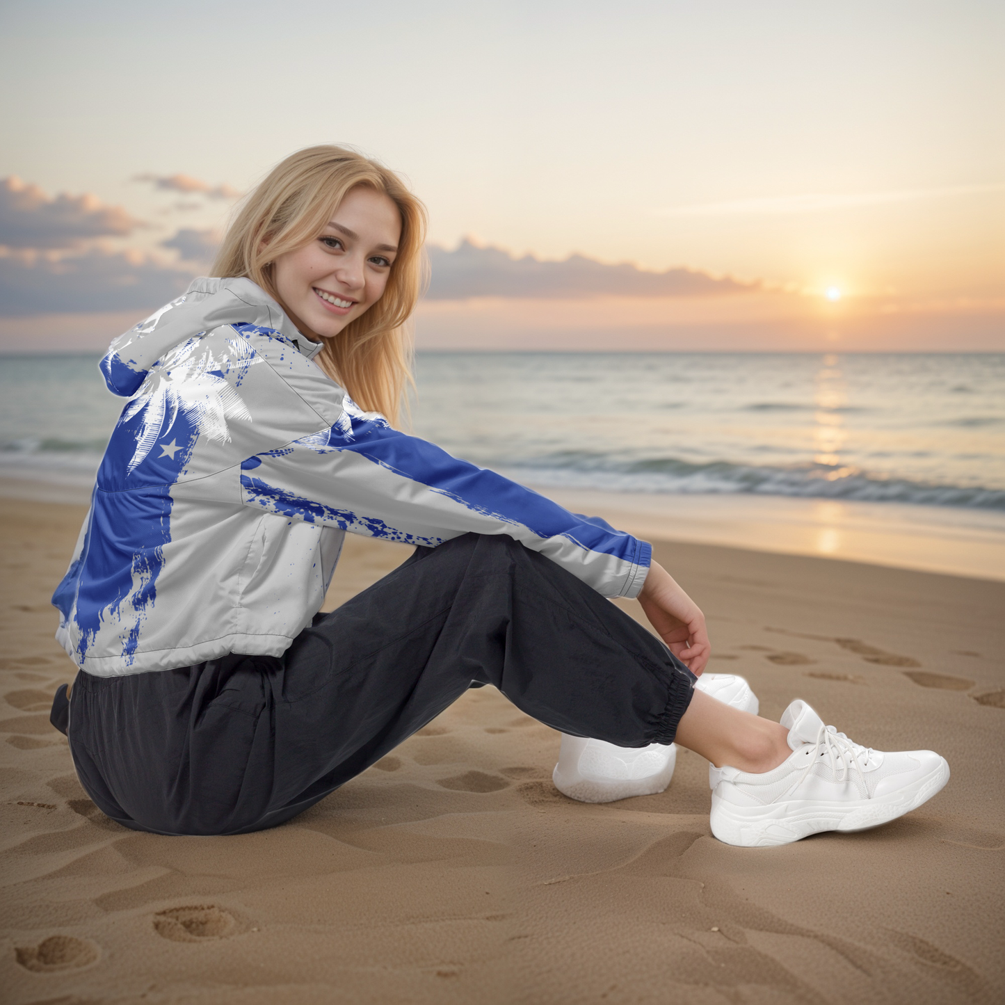 GirlieVault Blue cropped windbreaker