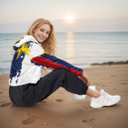 GirlieVault Blue Red cropped windbreaker