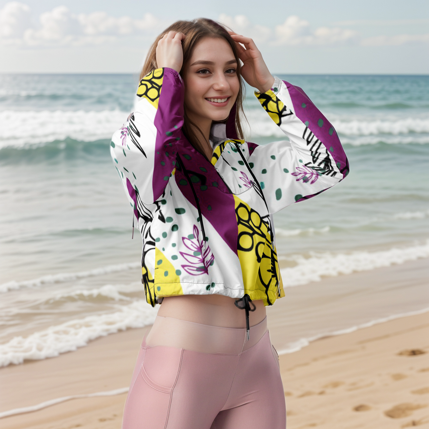 Ditzy Plum cropped windbreaker