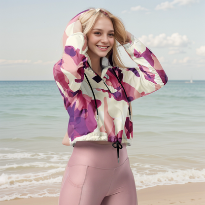 Drape Floral Cropped Windbreaker