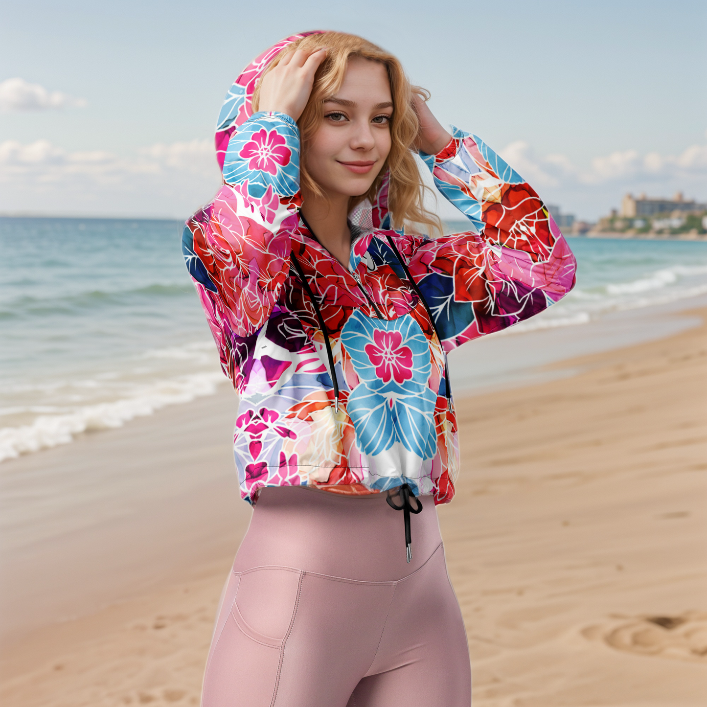Floral Delight cropped windbreaker