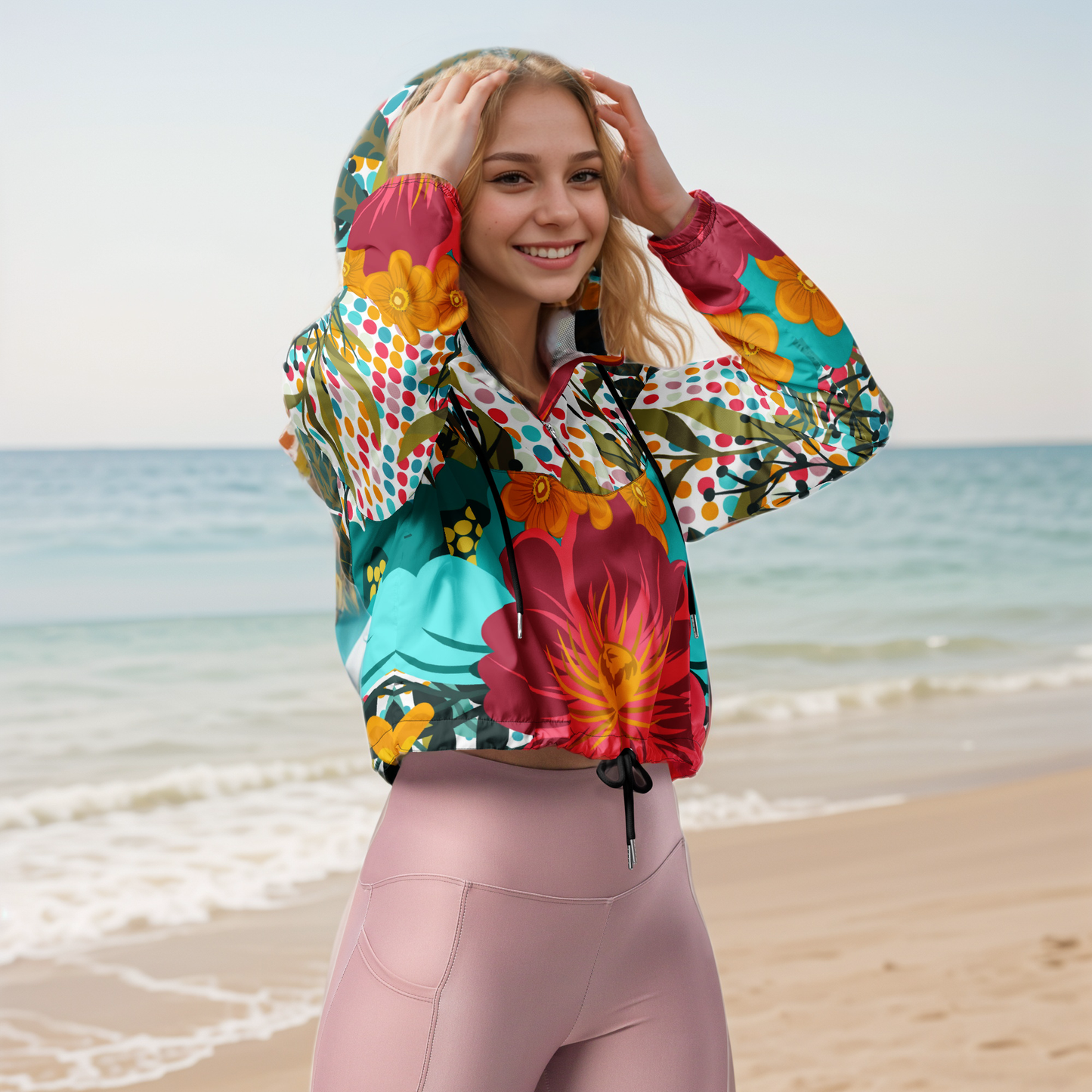 Floral Framed Cropped Windbreaker