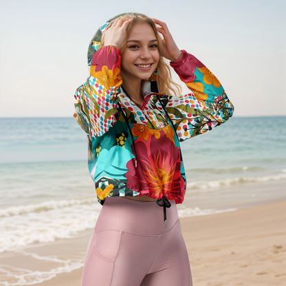 Floral Framed Cropped Windbreaker