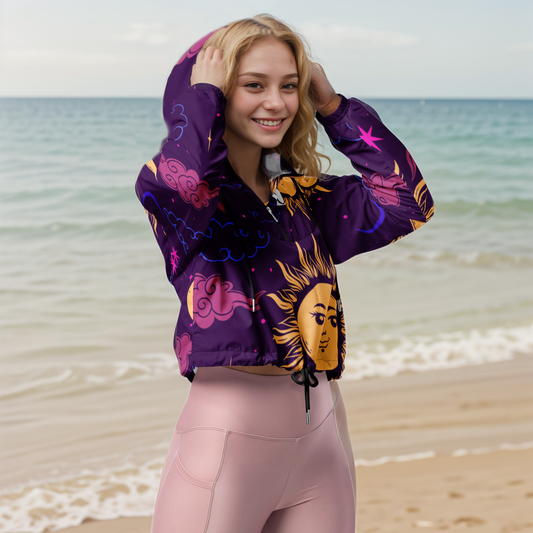 Galaxy Pattern Cropped windbreaker