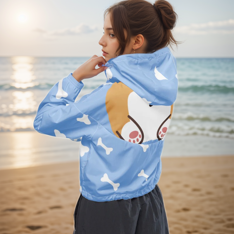 Bear Bones Aesthetic cropped windbreaker