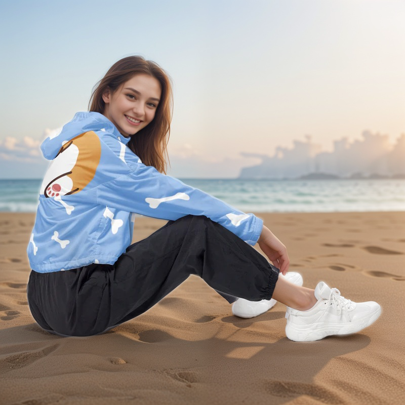 Bear Bones Aesthetic cropped windbreaker