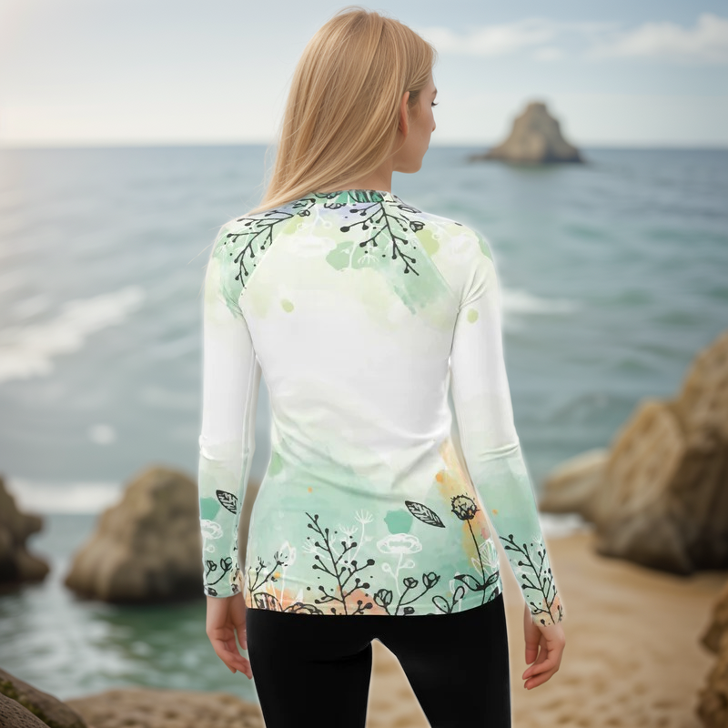 Floral Gray Rash Guard