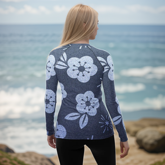 Grey Floral Rash Guard