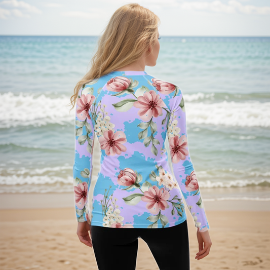 Leaves And Floral Blossom Rash Guard